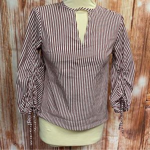 Express Striped Gathered Sleeve‎ Top